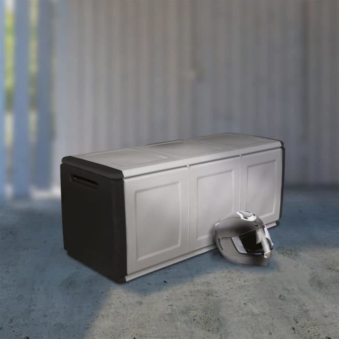 Cassapanca INTEC 330L Grigio/Nero - Polipropilene, Resistente Alle Intemperie, 138x53x57 Cm, Bloccabile