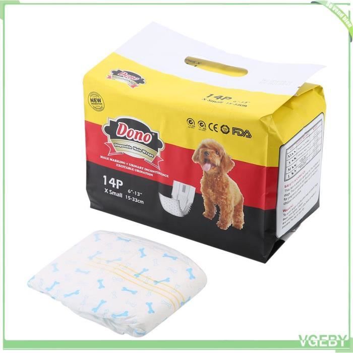 Comparer les prix de Couches jetables pour chien mâle - Super absorbantes et anti-fuite - 14 pièces (XS) - Bleu