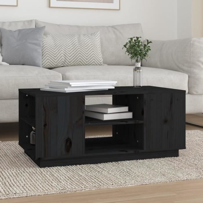 814403 vidaXL Table basse Noir 90x49x405 cm Bois massif de pin