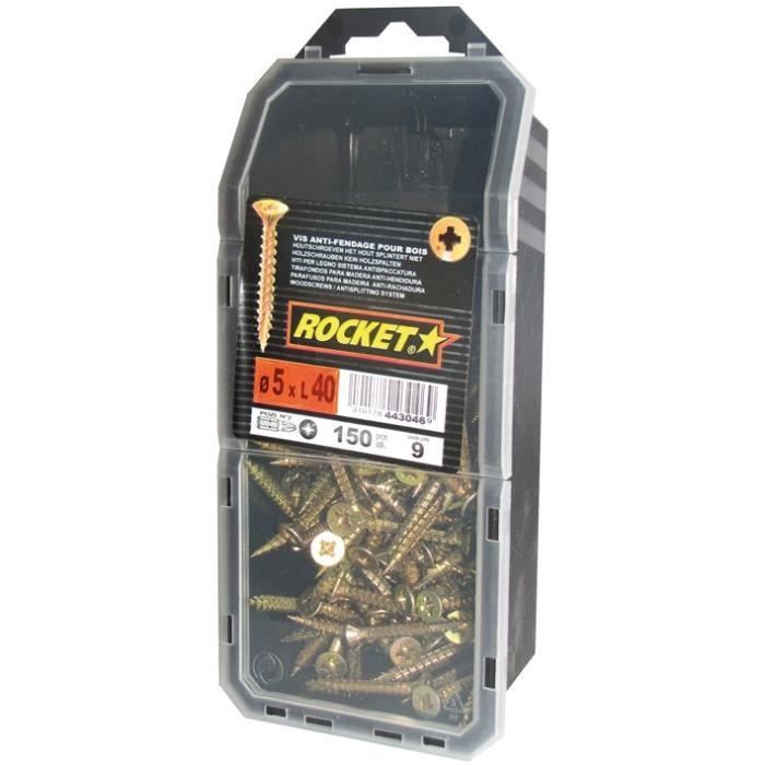 Vis Rocket à tête fraisée ROCKET 5x40 mm Acier bichromaté Filetage total 150 pièces