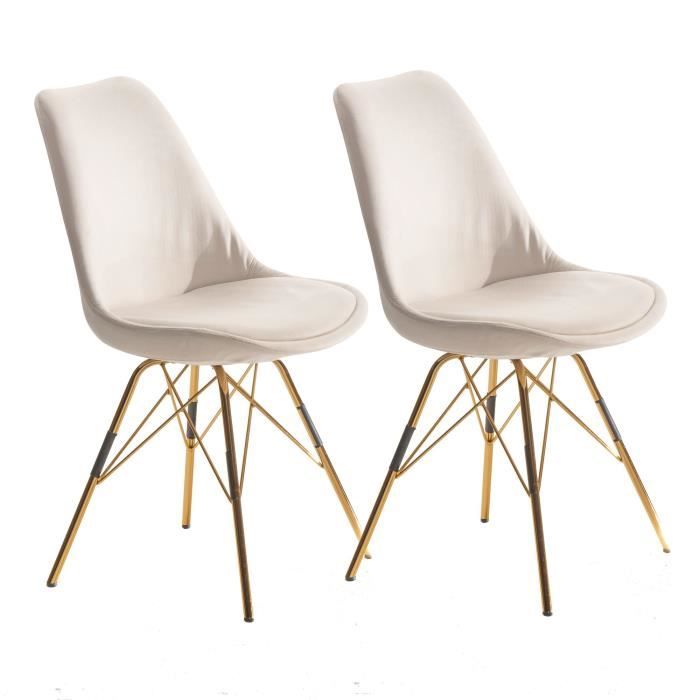 wohnling ensemble de 2 chaises de salle à manger velours chaises cuisine beige