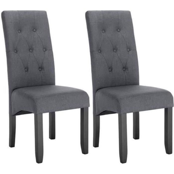 WOLTU Lot de 2 Chaises de salle à mangerChaises scandinaves en lin et bois massif47 x 42 x 107 cmGris Foncé
