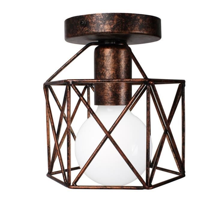 UNI Lampe de Plafond 14cm Plafonnier Cage Carré Rouille Lustre Suspension Luminaire pour Entrée Couloir Escalier