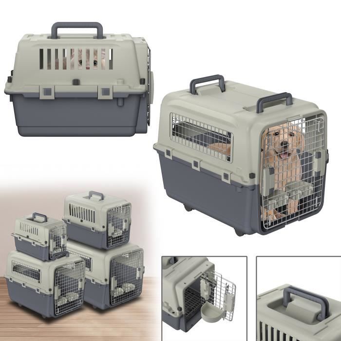 Meilleurs prix pour Caisse de transport aérien pour Chien et Chat - XMTECH - 67x51x58,5 cm - Gris - Avion