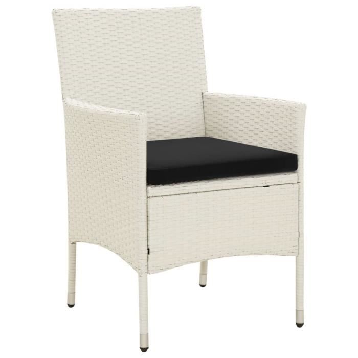 chaises de jardin avec coussins 2 pcs résine tressée blanc hao-0d060501316683