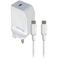 MUVIT FOR CHANGE Pack Chargeur Secteur PD 18W + Câble USB C / USB C - Blanc - UK-1