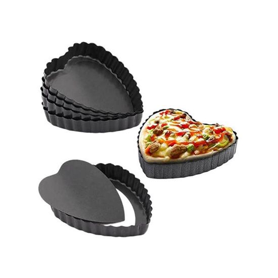 4 Moules à Tarte 24cm Fond Amovible - Antiadhésifs Pour Quiche