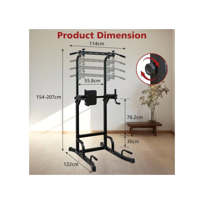 Power Tower Chaise Romaine Réglable - Barre Traction, Dips, Abdos, Maison, 330 Lbs - 7