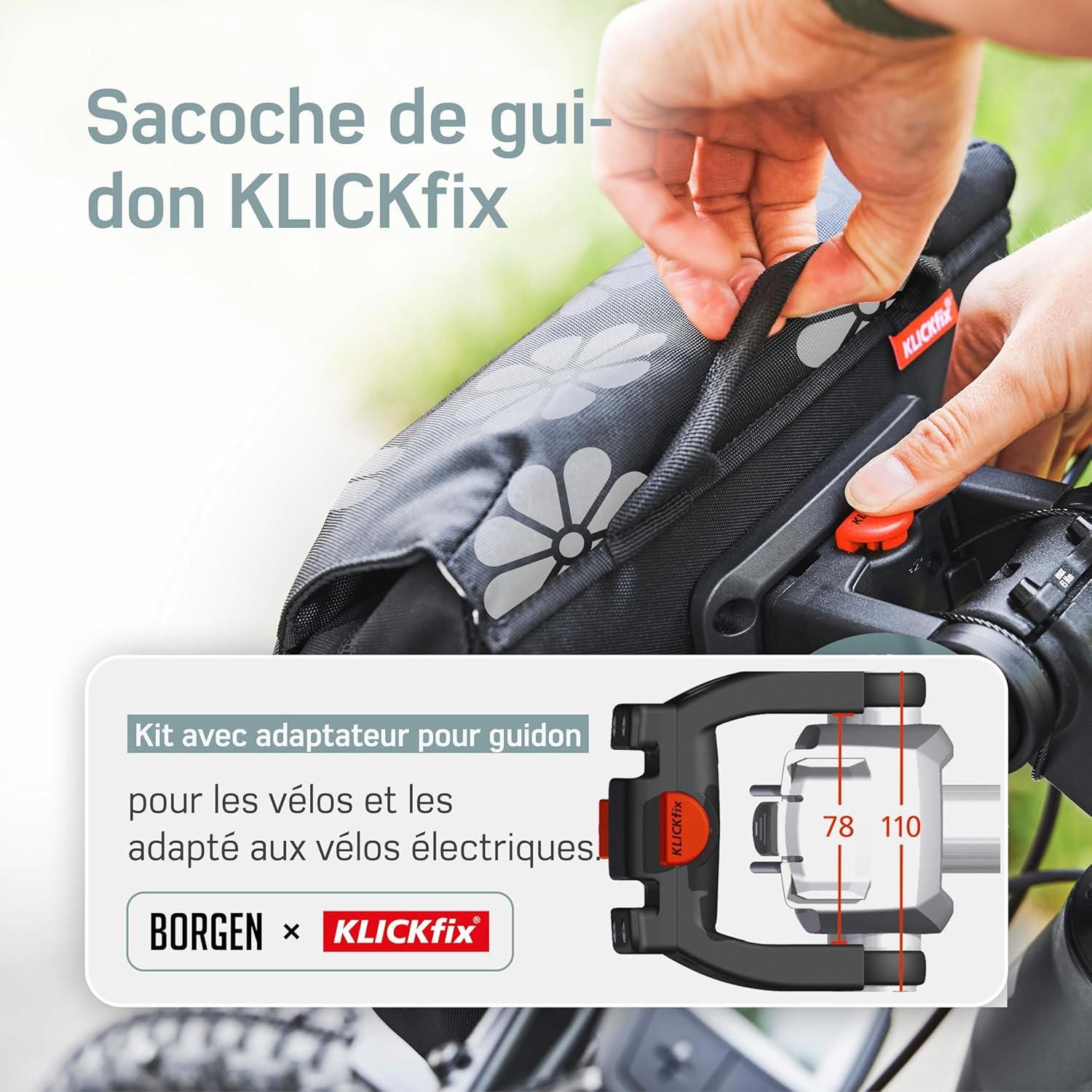 Adaptateur De Guidon Verrouillable Klickfix - Pour écrans Vélo Et VAE - Diamètre 22-31.8 Mm