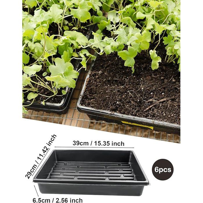 Seedling Trays for Seedlings Garden Trays No Holes Set of 6 Rectangular ...
