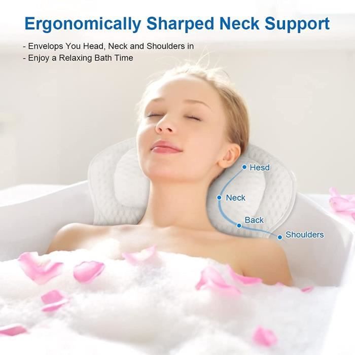 Coussin De Bain Ergonomique 4D Air Mesh - Avec 6 Ventouses Antidérapantes - Pour Tête, Cou, Dos - Blanc - Idéal Baignoire Et Spa Coussin Bain Coussin De Bain Ergonomique 4D Air Mesh - Avec 6 Ventouses Antidérapantes - Pour Tête, Cou, Dos - Blanc - Idéal Baignoire Et Spa Coussin Bain