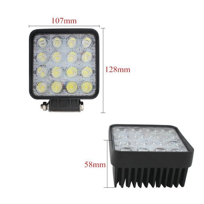Kit 4 Phares Led 48W Carrés 12V 24V Pack 4 Phares LED Travail SKYWORLD 10cm 48W - Blanc/Ambre 12V 24V Pour 4x4, Camion, Tracteur - Feux Antibrouillard Et Recul Phares Travail LED Kit 4 Phares Led 48W Carrés 12V 24V Pack 4 Phares LED Travail SKYWORLD 10cm 48W - Blanc/Ambre 12V 24V Pour 4x4, Camion, Tracteur - Feux Antibrouillard Et Recul Phares Travail LED