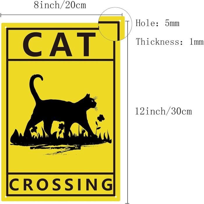 Plaque Murale Vintage Chat Noir - Aluminium 30x20 Cm - Décoration Maison, Cuisine, Bar - 7