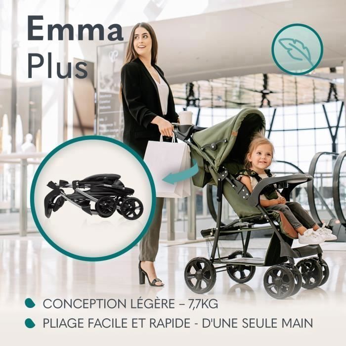 Poussette Canne Lionelo Emma One Jusqu'à 22kg - Pliage Une Main - Grey - Confort Et Sécurité