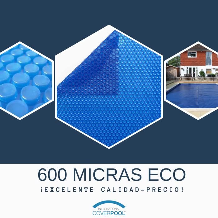 Bâche solaire de piscine à bulles sans renfort ÉCONOMIQUE 600µ 5 x