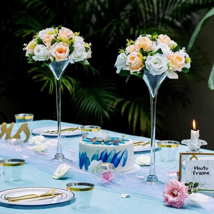 Lot De 2 Vases Blancs Pour Mariage, Centres De Table Blancs Pour Tables