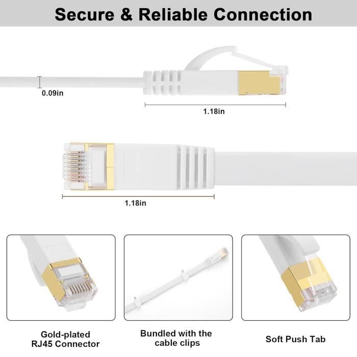 Câble CAT8 25M,Câble réseau plat Gigabit RJ45 Lan