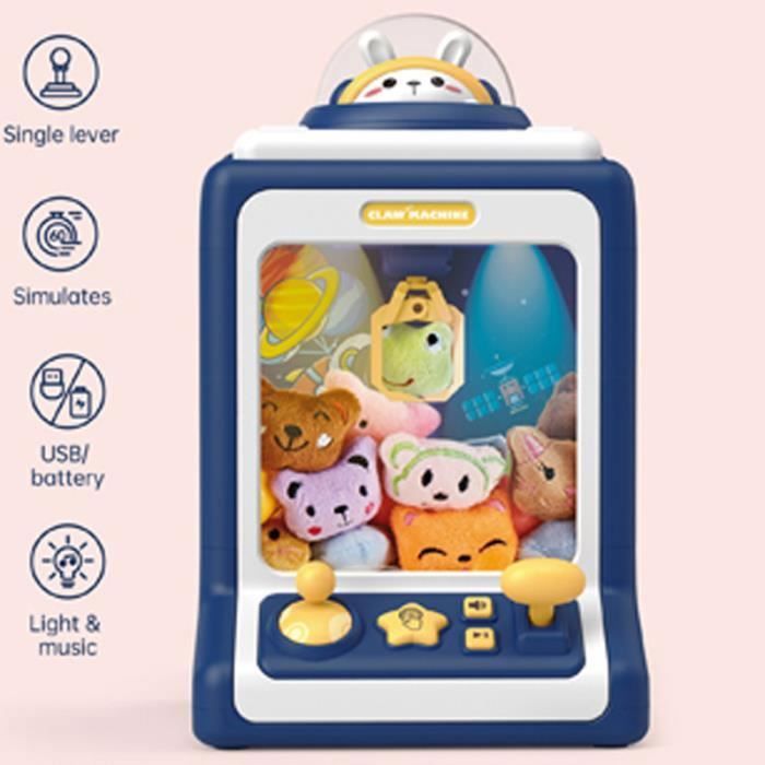 JONRRYIN – Mini Machine à Griffes Avec Son/Musique – 6 Capsules + 8 Poupons – Alimentation USB Ou Piles – Cadeau Enfant