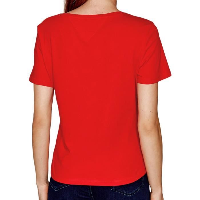 T shirt tommy sales hilfiger femme rouge