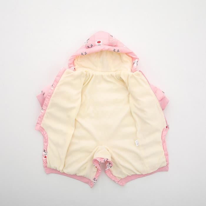 Combinaison Hiver Épaisse Pour Bébé 0-24 Mois - Snowsuit Avec Capuche, Manchettes Élastiques - Chaud Et Confortable Pour Sorties