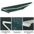 COSTWAY Store Banne de Balcon Rétractable 3,6 X 3M avec Tissu Résistant aux UV et à l'Eau Cadre Aluminium Angle Réglable 5-35° Vert-2