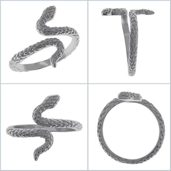 Bague Serpent En Or Blanc 18k Avec Rubis Créé En Labo - Taille 14, 3.50 Gr - Marque Gioiellitosti - Neuf Avec étiquettes