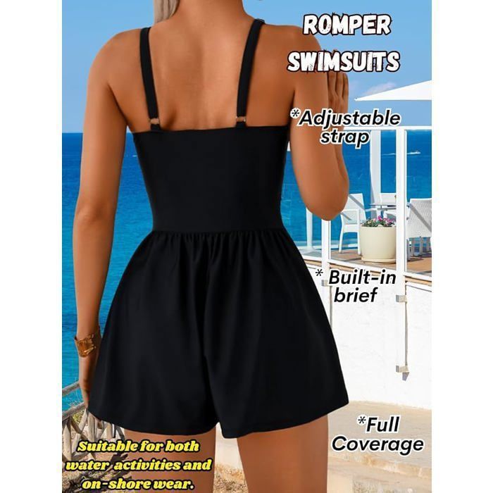 Maillot de Bain 2 Pièces Femme Tankini Ensembles à Volants Maillot Haut
