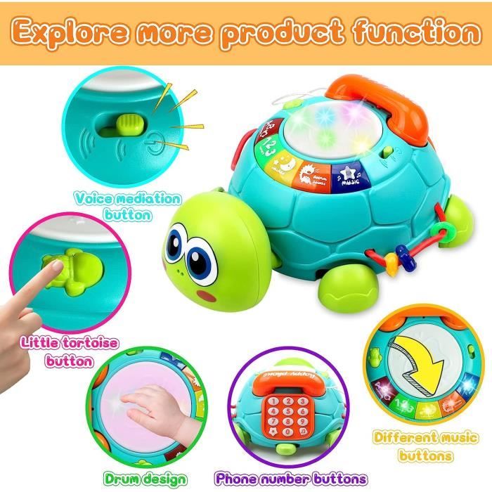 Jouet De Motricité Fine Tortue - 12 Activités D'apprentissage Des Couleurs Et Chiffres, Pour Bébés 1 An Et Plus