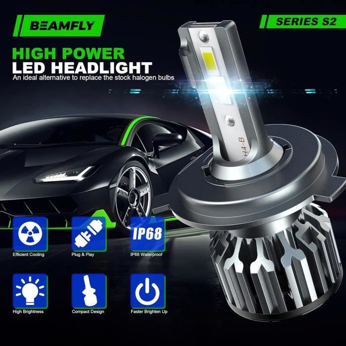 UPXSXT 2Pcs Ampoule H4 LED Phare Voiture, 9-32V 16000LM 100W Lentille de  projecteur Ampoules de phares à LED Hi-Lo Beam blanc froi - Cdiscount Auto