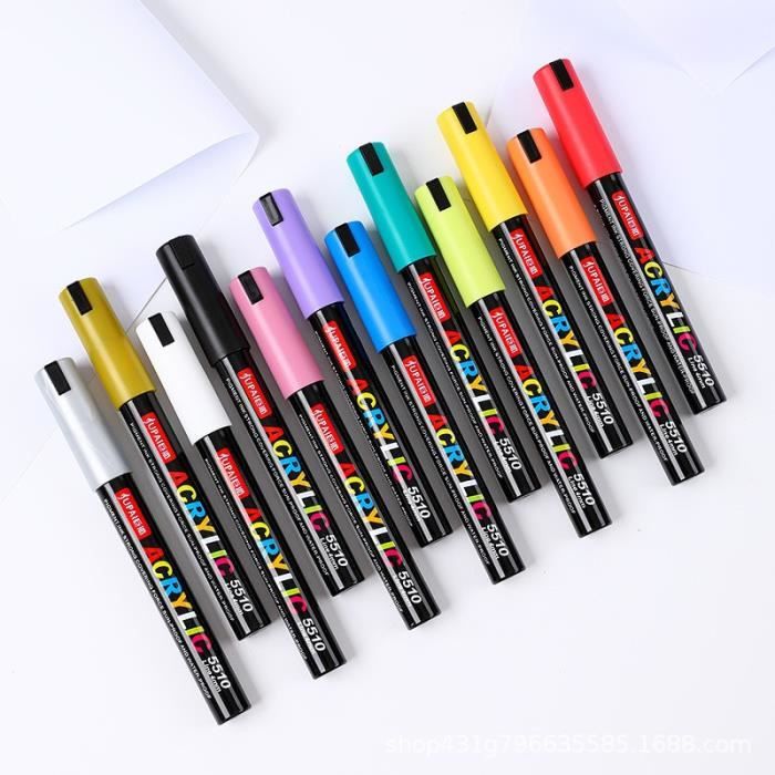 Noir S - 36 couleurs Art marqueur acrylique peinture pinceau stylo