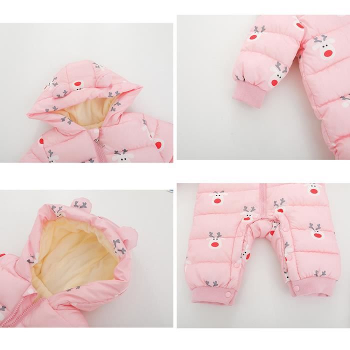Combinaison Hiver épaisse Avec Capuche Pour Bébé 0-24 Mois - Chaud, Doux, Fermeture éclair, Lavable - Idéal Pour Garçons Et Filles
