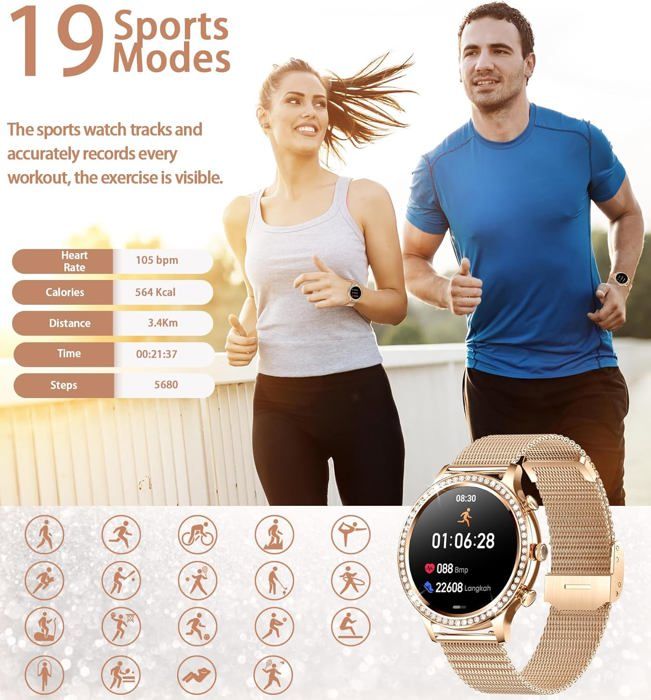 Montre Connectée Ip67 Étanche Cardio Sommeil Sport Bluetooth 1.28 Rose Yonis à Prix
