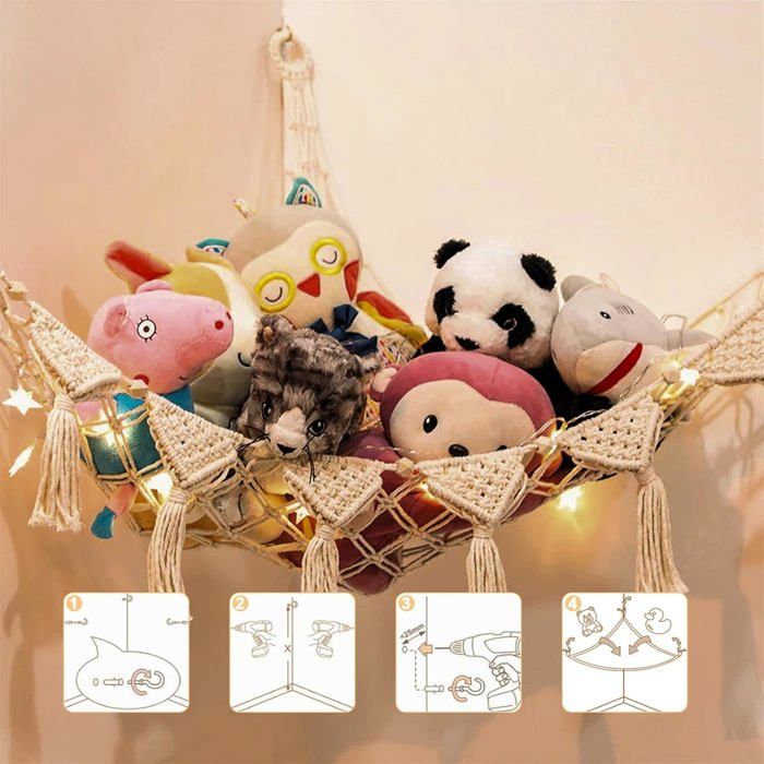 Rangement Peluche, Rangement Peluche Chambre Enfant De Freins 360° Grande Capacité, Range Peluche, économiser de L'espace, pour Salle de Jeux, Crèche, Chambre à Coucher, Chambre, 137 X 41 X 41 CM