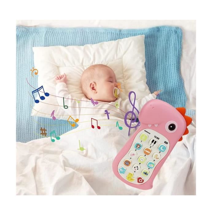 BIECO Téléphone Portable pour bébé avec lumière et Son, Rose, ca. 5,5 x 0,8  x 12,4 cm Telephone Bebe Jouet Téléphone Enfant J