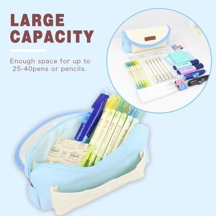 Yoeege Grande Trousse à Crayons Esthétique Pour Étudiants, Filles, Femmes, Adultes - Fournitures Scolaires Et Bureau