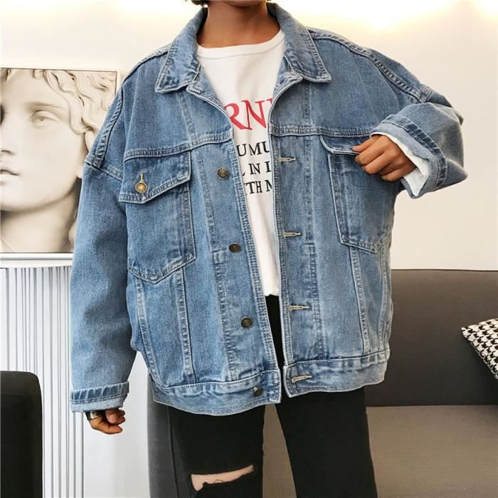 Femmes Boyfriend Jeans Manteau style retro oversize Denim Cowboy lache Veste Casual Bleu XXL Bleu Cdiscount Pret a Porter