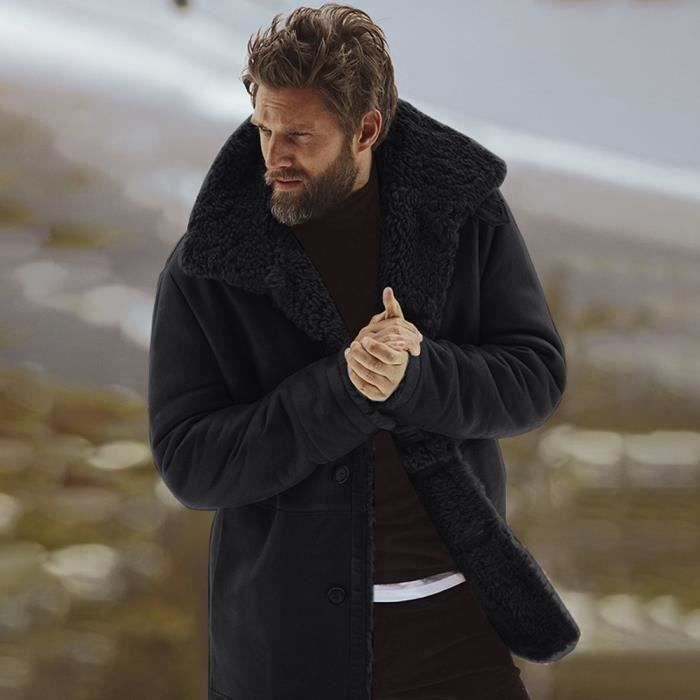 Blouson de Hiver Homme Tres Chaud Epais avec Capuche Démontable Doublee  Polaire Amovible Parka Homme