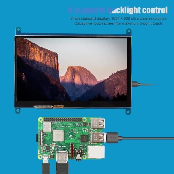 Wendry Touchscreen LCD 7 Pollici HDMI - Display Capacitivo 1024x600 Ultra HD, Con Controllo Retroilluminazione - 3