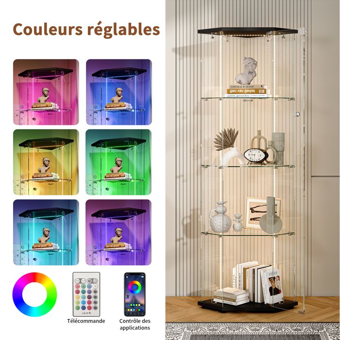 Vitrine en verre - LUMINARIX - LUMINARIX - Pentagonale 60x40x162 cm ...
