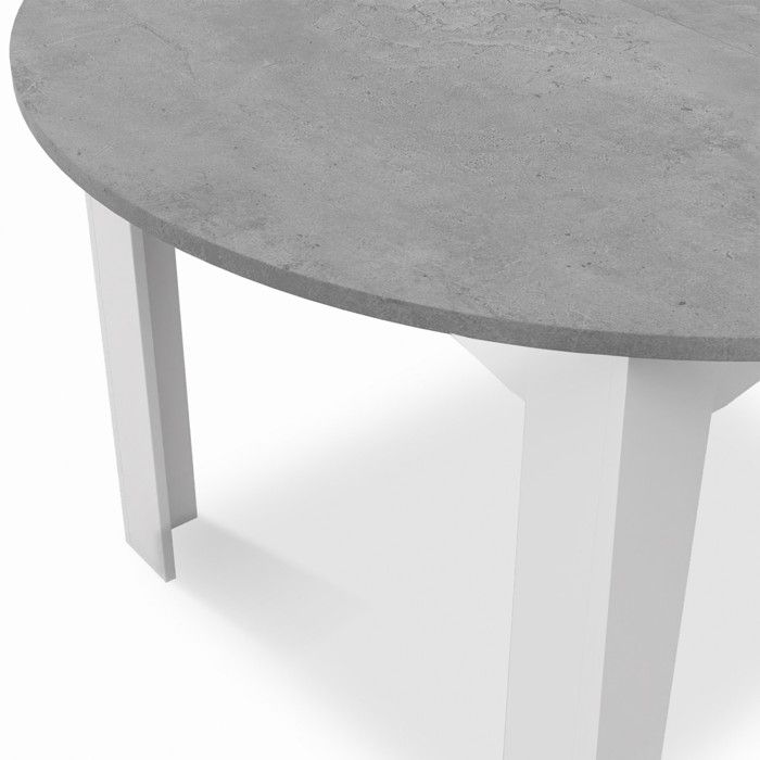 Table à Manger Ronde Extensible Yuna - Plateau Effet Marbre Blanc, Pied Central Métal Noir - De 110 à 150cm, 4 à 8 Personnes - 9