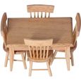 EJ.life table de maison de poupée Meubles de maison de poupée 1 table 4 chaises en bois 1:12 meubles miniatures pour enfants-0