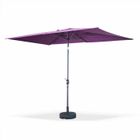 SWEEEK Parasol droit rectangulaire 2x3m - Touquet Prune - mât central en aluminium orientable et manivelle d'ouverture