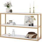 IAMS CHIEN Tribesigns Console , Meuble d'Entrée Effet Marbre- 3 Niveaux 35P x 110l x 85H cm (L x l x H)Cadre en Métal Doré- Style Scandinave