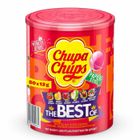 CHUPA CHUPS Tubo de 50 sucettes Best Of - Parfums pomme, fraise, cola et lait fraise