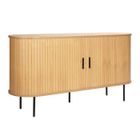 Buffet 2 portes en mélaminé et acier 140 cm beige - Oviala