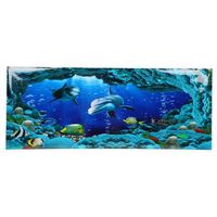 AIZ Affiche d'aquarium,Affiche de fond décorative Sea World peintures PVC autocollant paysage pour aquarium Fish Tank(61x30cm)