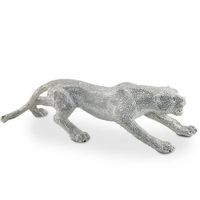 Statue - Statuette - Léopard avec collection contemporaine de figurines animales en résine brillante Silvers