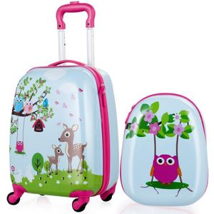 FERGÉ® 1x trolley enfant & 1x sac à dos LadyBird Valise pour enfants Valise bagage à main avec roulettes multicolour 