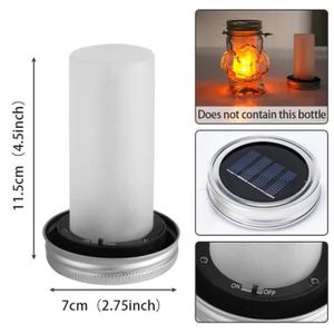 LAMPE DE JARDIN  Lampe LED solaire en forme de pot Mason - bougie et verre - torche - flamme - éclairage extérieur