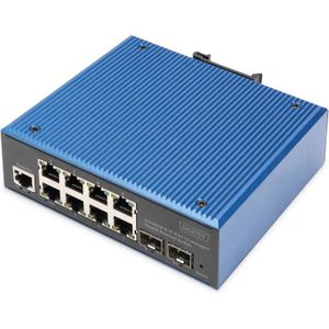 SWITCH - HUB ETHERNET  DIGITUS Switch réseau Industriel administrable 10 Ports Gigabit Ethernet - 8X RJ45 + 2X SFP-Uplink - 1 Port Console - L2 administ